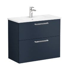 Vitra Root 68116 Lavabo Dolabı, Çift Çekmeceli, Dar, 80 Cm, Mat Lacivert, Köşeli Lavabolu